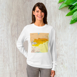 Political Map of Kyrgyzstan and Central Asia T-Shirt