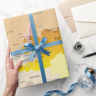 Political Map of Kyrgyzstan and Central Asia Wrapping Paper