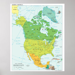Political Map of North-America Poster