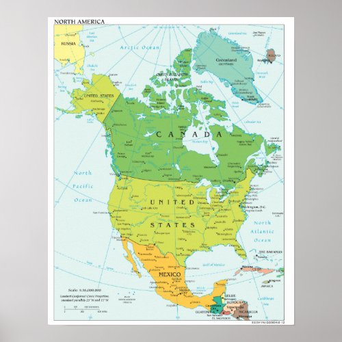 Political Map of North_America Poster