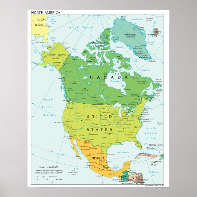 Political Map of North-America Poster (Front)