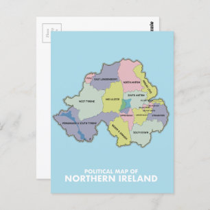 Political Map Of Northern Ireland. Postcard