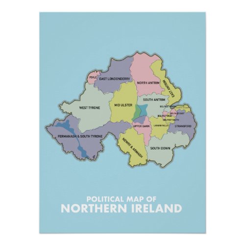 Political Map Of Northern Ireland Poster