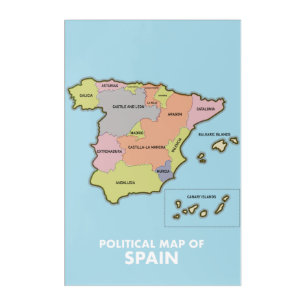 Political map of Spain. Magnet Acrylic Print