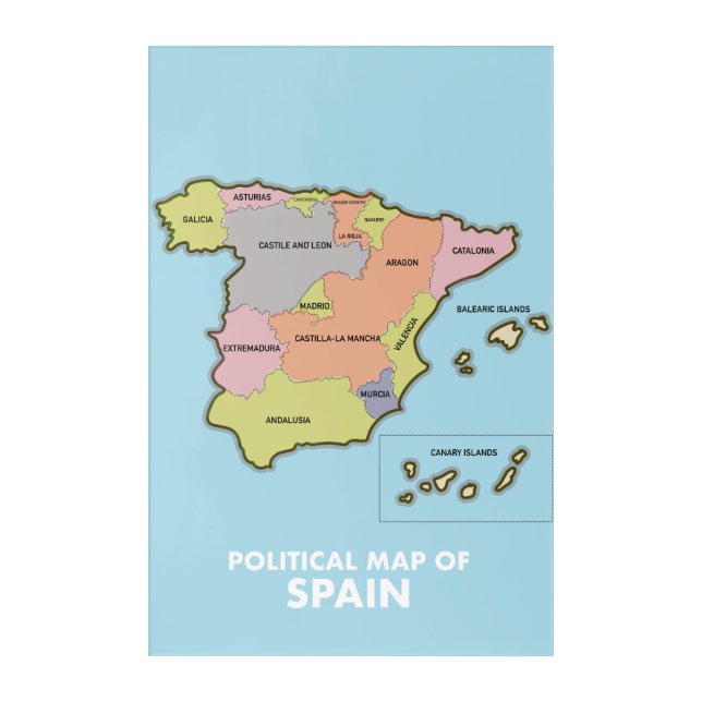 Political map of Spain. Magnet Acrylic Print (Front)