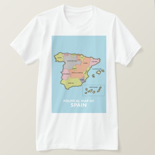 Political map of Spain T_Shirt
