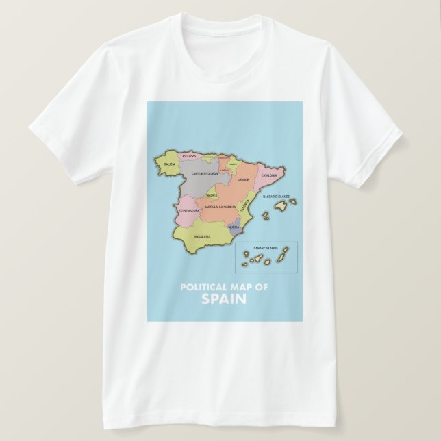 Political map of Spain. T-Shirt (Design Front)