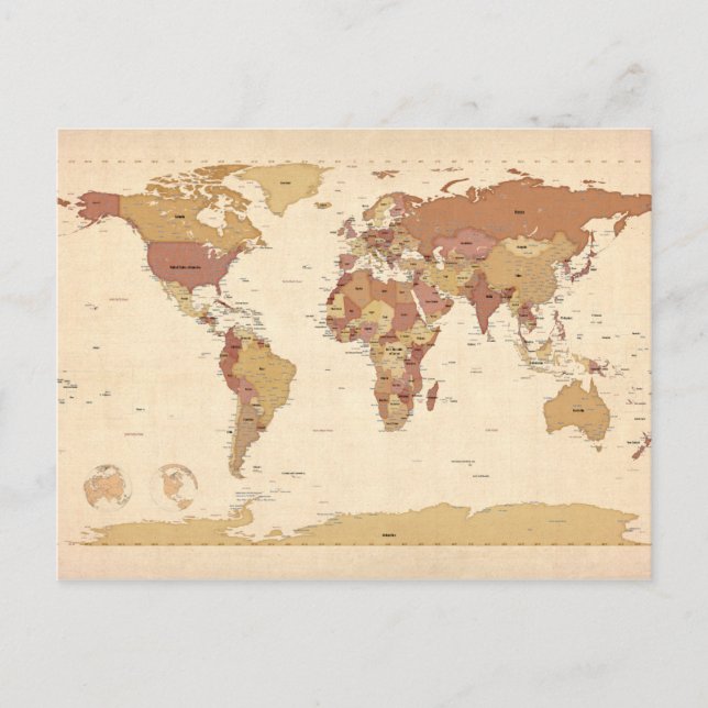 Political Map of the World Map Postcard (Front)