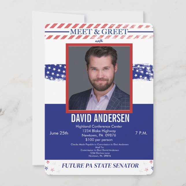 Political Meet and Greet Invitation With Photo (Front)