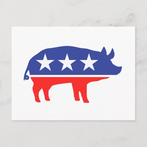 Political Party Pig Mascot Postcard