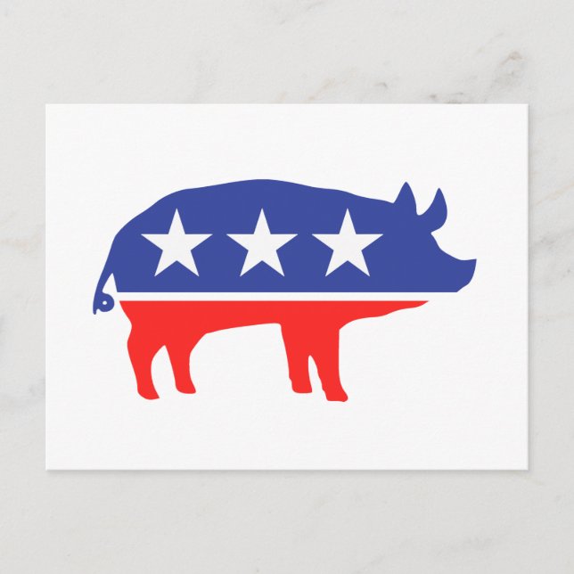 Political Party Pig Mascot Postcard (Front)
