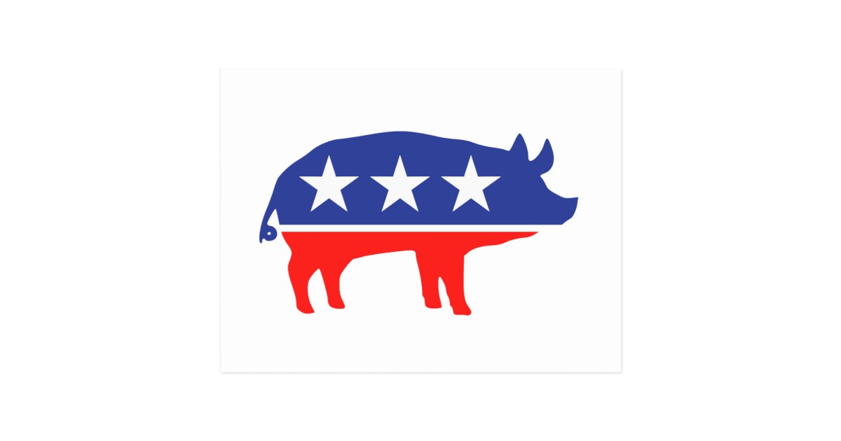 Political Party Pig Mascot Postcard | Zazzle