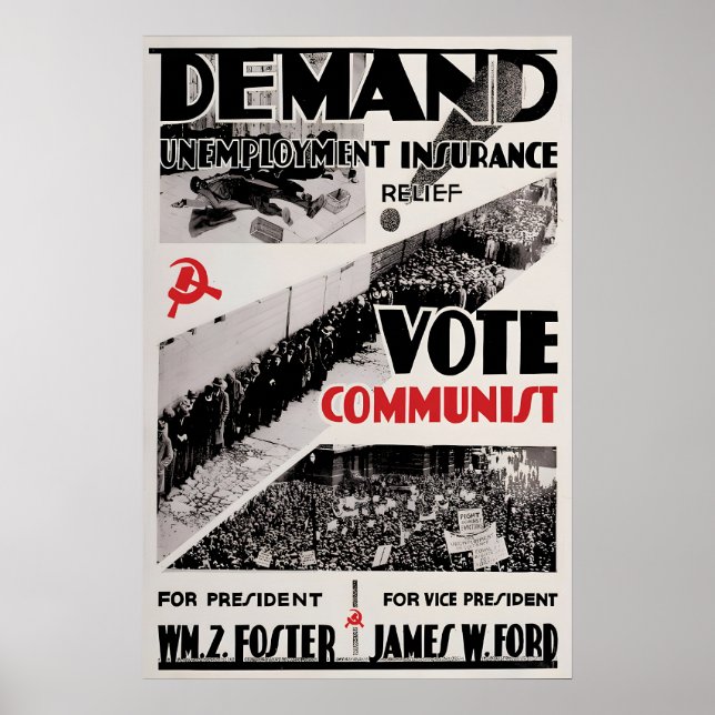 Political Poster USA Vote Communist Party Demand (Front)