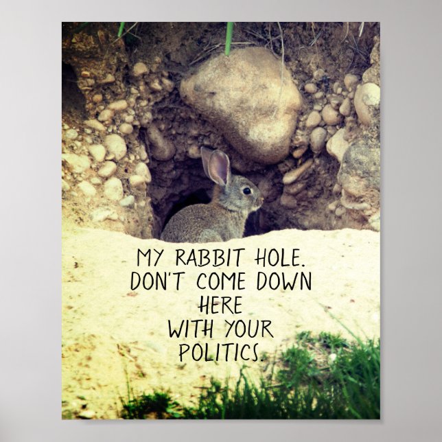 Political Rabbit Hole Bunny Photo Politics Humor Poster (Front)