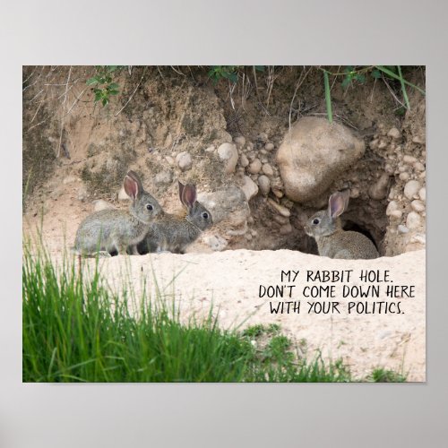 Political Rabbit Hole Bunny Photo Politics Humor Poster