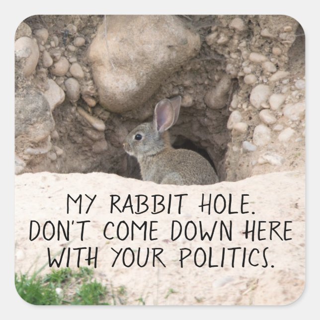 Political Rabbit Hole Bunny Photo Politics Humor Square Sticker (Front)