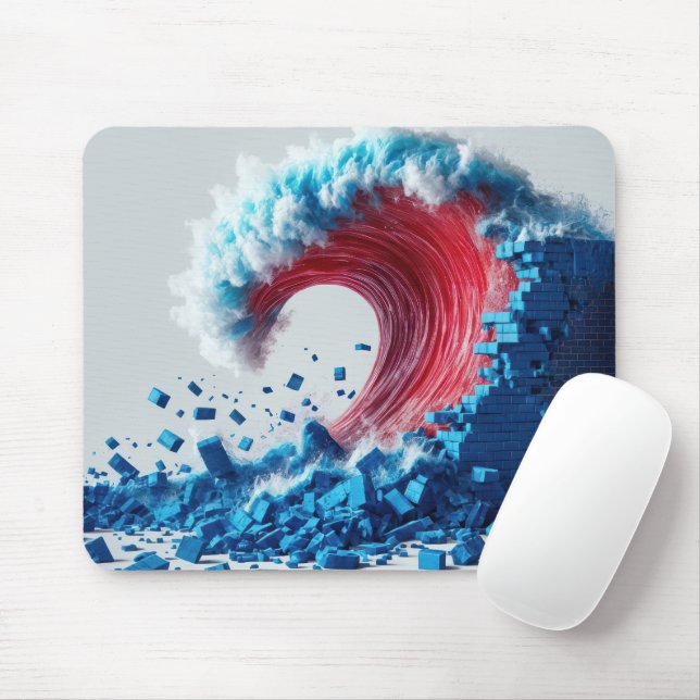 Political Red Wave With Blue Wall Mouse Pad (With Mouse)