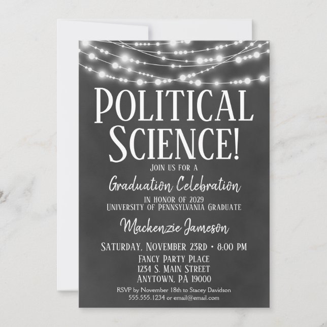 Political Science Graduation Party Invitation (Front)