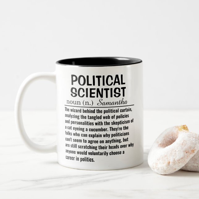 Political Scientist Definition Two-Tone Coffee Mug (With Donut)
