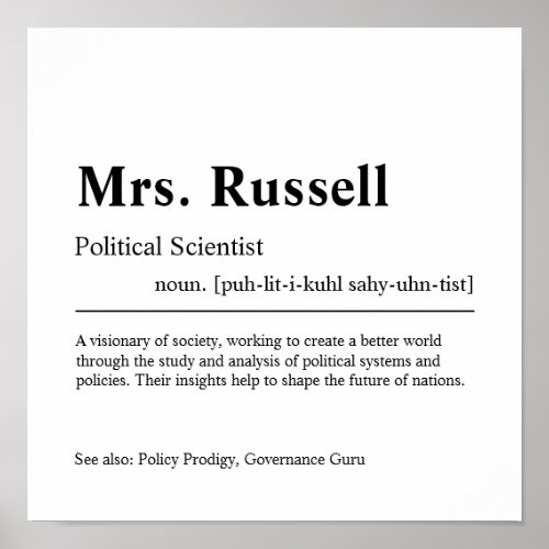 Political Scientist Personalized Gift Poster