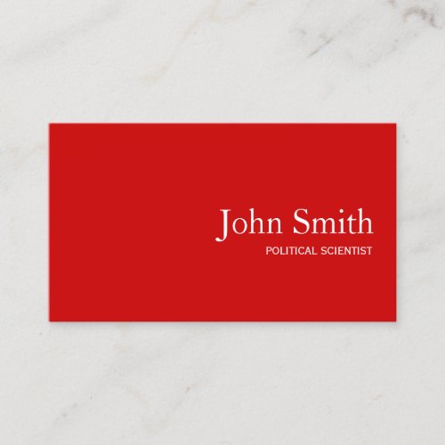 Political Scientist QR Code Simple Plain Red Business Card