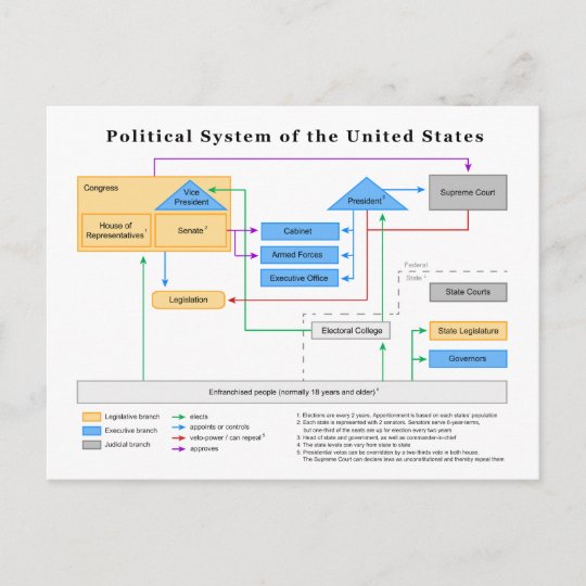 Political System of the United States Diagram Postcard | Zazzle.com