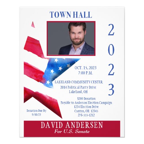 Political Town Hall Fundraiser  WPhoto Flyer