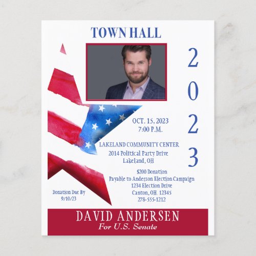 Political Town Hall Fundraiser  WPhoto Flyer