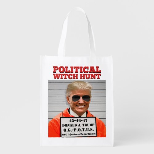 Political Witch Hunt of Donald Trump  Grocery Bag