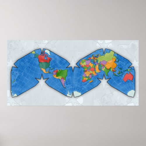 Political World Map Cahill_Keyes projection Poster