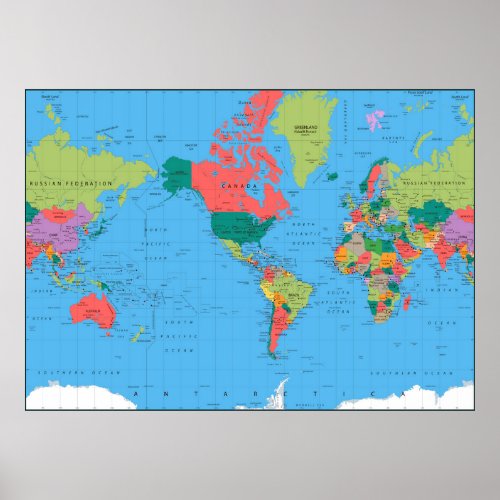 Political world map poster
