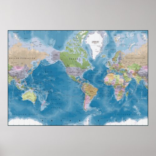 Political world map poster