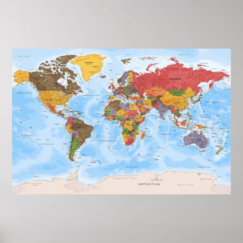 Political world map poster