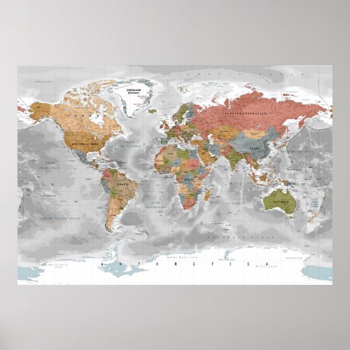 Political world map poster