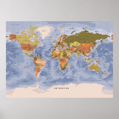 Political world map poster