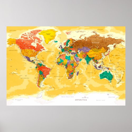 Political world map poster