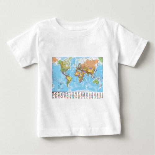 Political World Map with Flags Baby T_Shirt