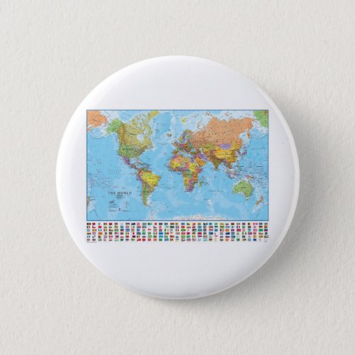 Political World Map with Flags Button