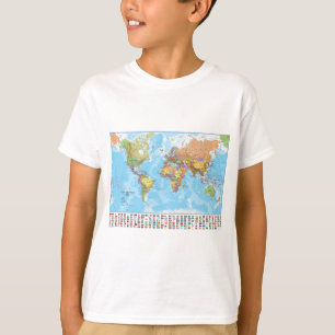 Political World Map with Flags T-Shirt