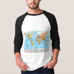 Political World Map with Flags T-Shirt
