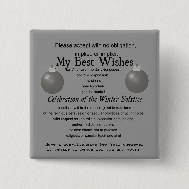 Politically Correct - Safe Season's Greeting Button (Front)