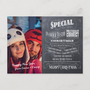 Politically Correct Woke Chalkboard Christmas Holiday Postcard