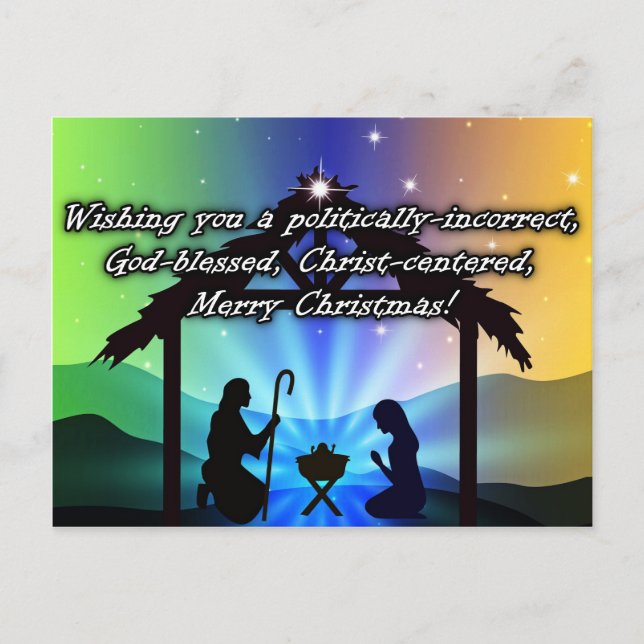 Politically Incorrect Christian Christmas Postcard (Front)