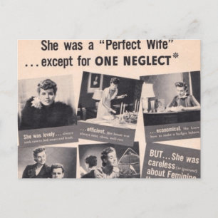 Politically Incorrect “Perfect Wife” Retro Ad Postcard