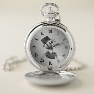 Politician Skull on Silver Pocket Watch