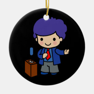 Politician/Speaker with Blue hair with podium Ceramic Ornament