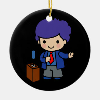 Politician/Speaker with Blue hair with podium Ceramic Ornament