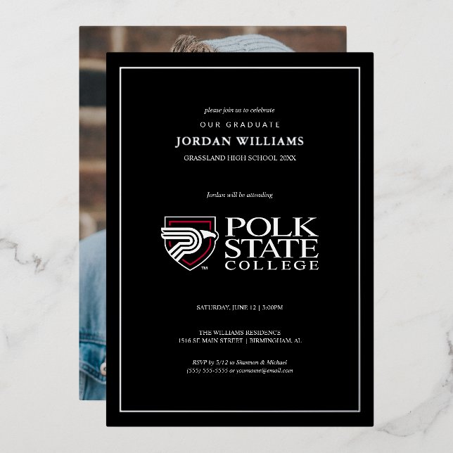 Polk State College Graduation Foil Invitation (Front/Back)