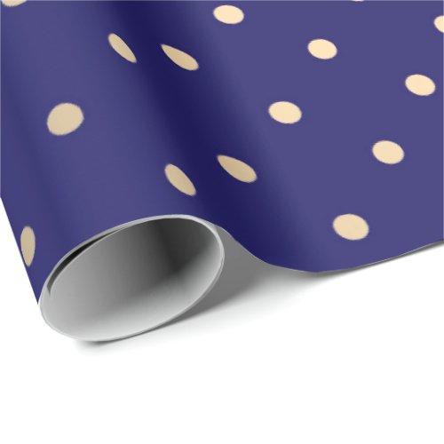 Polka Big Dots Blue Navy Foxier Gold Ivory Wrapping Paper