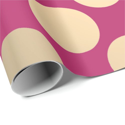 Polka Big Dots  Foxier Gold Bright Vivid Pink Wrapping Paper